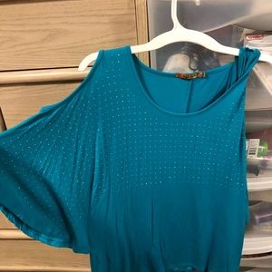 Blue sequined blouse
